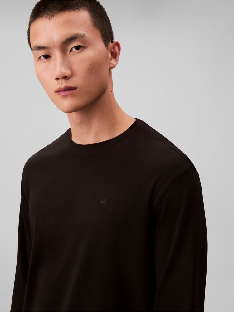 Calvin Klein Black Supima Cotton Interlock Long Sleeve T-Shirt - Image 5 of 5