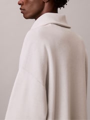 Calvin Klein White Brushed Rib 1/4 Zip Emblem Logo Sweatshirt - Image 4 of 6