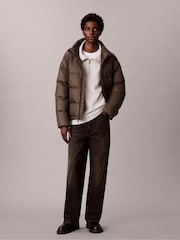 Calvin Klein White Brushed Rib 1/4 Zip Emblem Logo Sweatshirt - Image 5 of 6