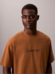 Calvin Klein Brown Short Sleeve Relaxed Standard Logo Crew Neck T-Shirt - Image 5 of 5