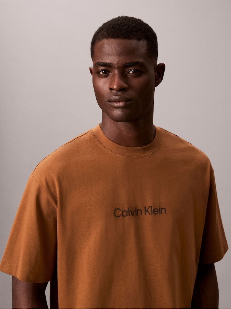 Calvin Klein Brown Short Sleeve Relaxed Standard Logo Crew Neck T-Shirt - Image 5 of 5 Calvin Klein Brown Short Sleeve Relaxed Standard Logo Crew Neck T-Shirt - Image 5 of 5