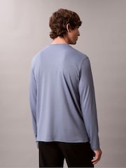 Calvin Klein Blue Supima Cotton Interlock Long Sleeve T-Shirt - Image 2 of 5