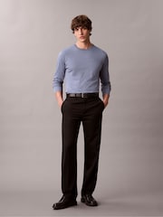 Calvin Klein Blue Supima Cotton Interlock Long Sleeve T-Shirt - Image 3 of 5