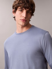 Calvin Klein Blue Supima Cotton Interlock Long Sleeve T-Shirt - Image 5 of 5