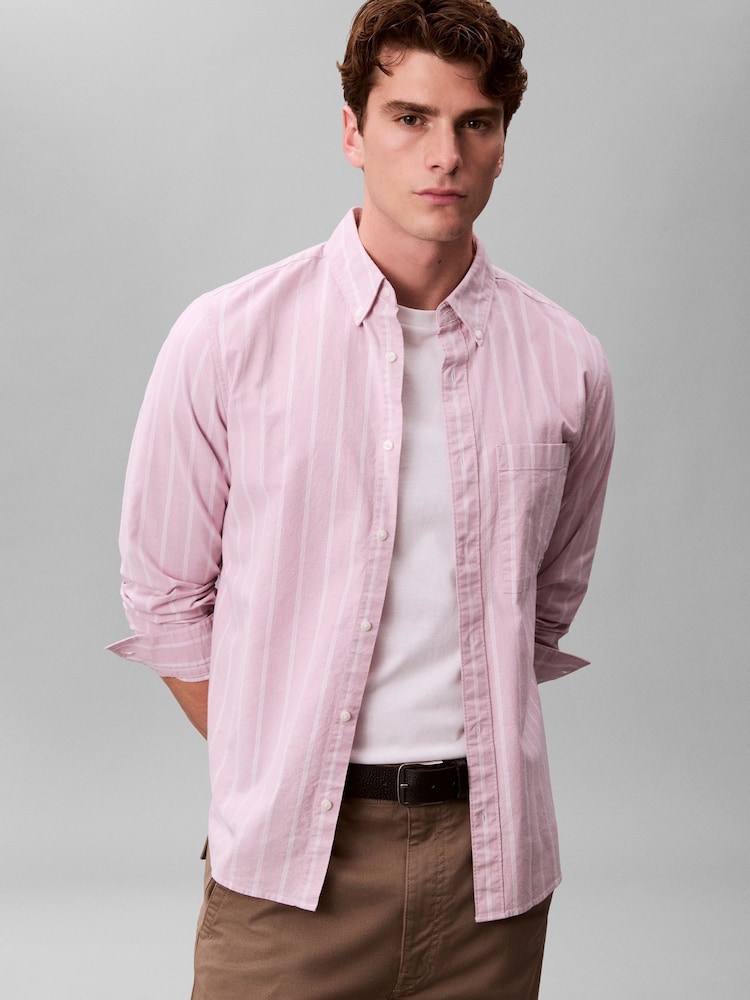 Calvin Klein Pink Stripe Classic Oxford Button-Down Shirt - Image 2 of 5