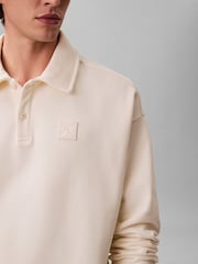 Calvin Klein White Heavy Jersey Logo Long Sleeve Polo Shirt - Image 5 of 6