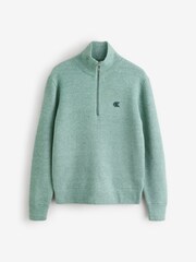 Calvin Klein Green Wool Blend Zip Neck Jumper - Image 2 of 2