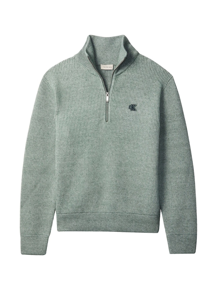 Calvin Klein Woll-Blend Pullover mit Reißverschluss am Kragen - Bild 6 von 6