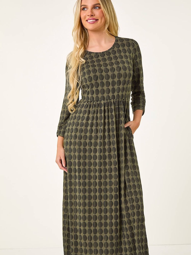 Roman Green Petite Geometric Spot Midi Dress - Image 1 of 5 Roman Green Petite Geometric Spot Midi Dress - Image 1 of 5