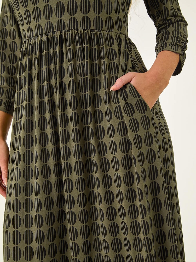 Roman Green Petite Geometric Spot Midi Dress - Image 5 of 5 Roman Green Petite Geometric Spot Midi Dress - Image 5 of 5