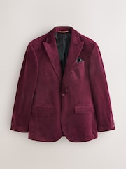 Burgundy Red Regular Fit Velvet Blazer - Image 5 of 10