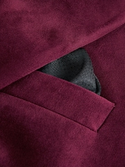 Burgundy Red Regular Fit Velvet Blazer - Image 9 of 10