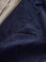 Navy Blue Regular Fit Corduroy Blazer - Image 11 of 12