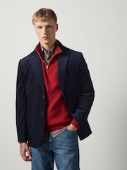 Navy Blue Regular Fit Corduroy Blazer - Image 3 of 6