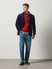 Navy Blue Regular Fit Corduroy Blazer - Image 4 of 6