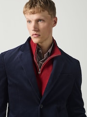 Navy Blue Regular Fit Corduroy Blazer - Image 5 of 6