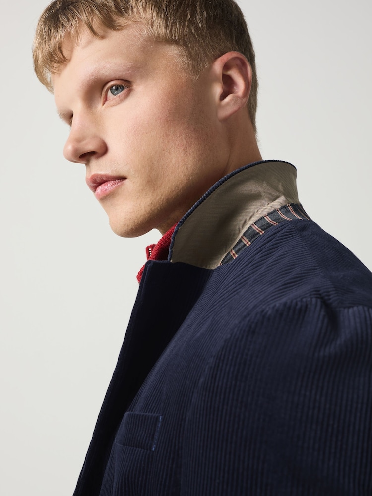Navy Blue Regular Fit Corduroy Blazer - Image 6 of 6