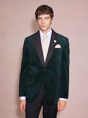 Forest Green Regular Fit Velvet Blazer - Image 1 of 10