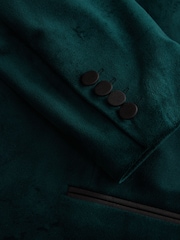 Forest Green Regular Fit Velvet Blazer - Image 10 of 10