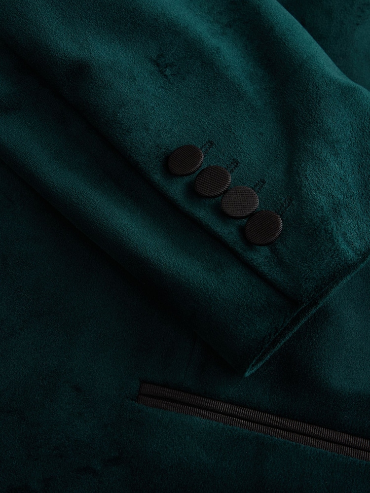 Forest Green Regular Fit Velvet Blazer - Image 10 of 10 Forest Green Regular Fit Velvet Blazer - Image 10 of 10