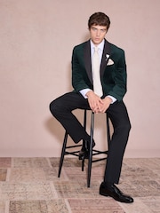 Forest Green Regular Fit Velvet Blazer - Image 2 of 10
