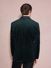Forest Green Regular Fit Velvet Blazer - Image 3 of 10