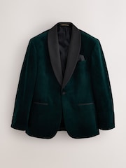 Forest Green Regular Fit Velvet Blazer - Image 5 of 10