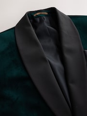 Forest Green Regular Fit Velvet Blazer - Image 7 of 10