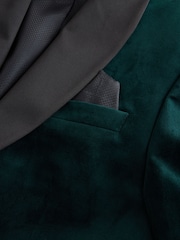 Forest Green Regular Fit Velvet Blazer - Image 8 of 10