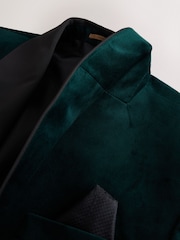 Forest Green Regular Fit Velvet Blazer - Image 9 of 10
