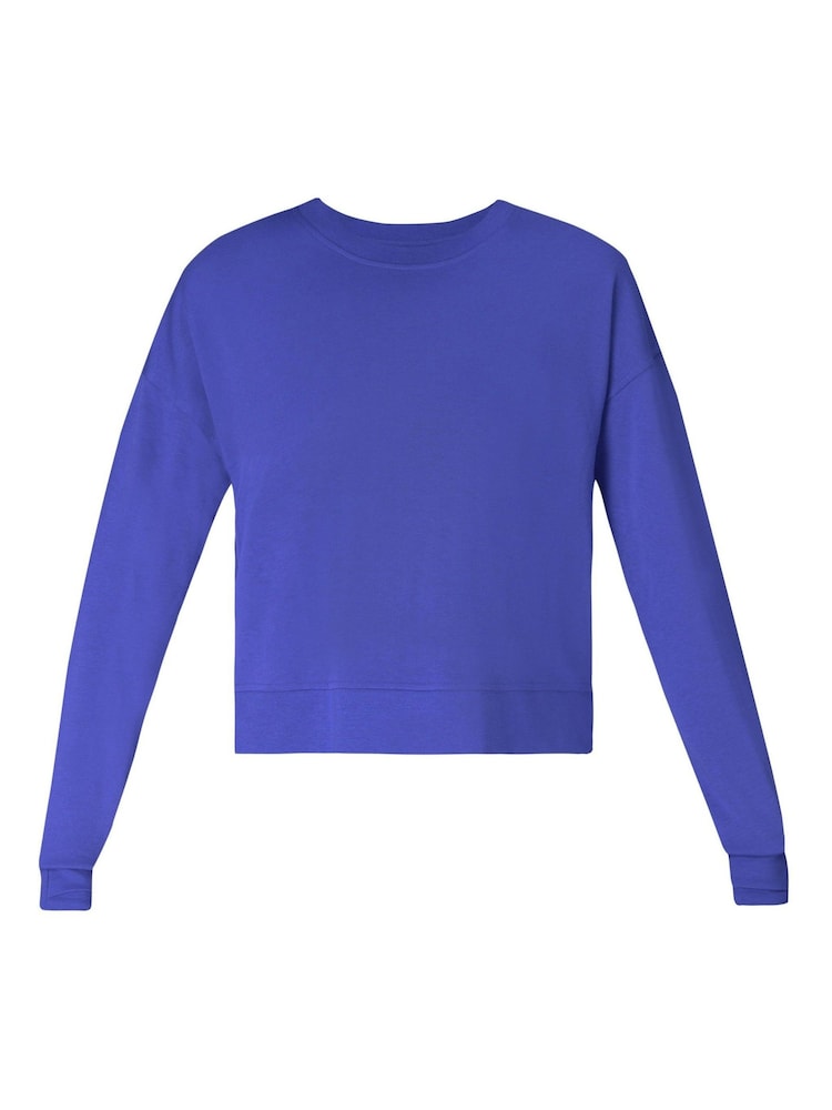 Sweaty Betty Blue Marl After Class Crop Sweatshirt - Image 7 of 7 Sweaty Betty Blue Marl After Class Crop Sweatshirt - Image 7 of 7