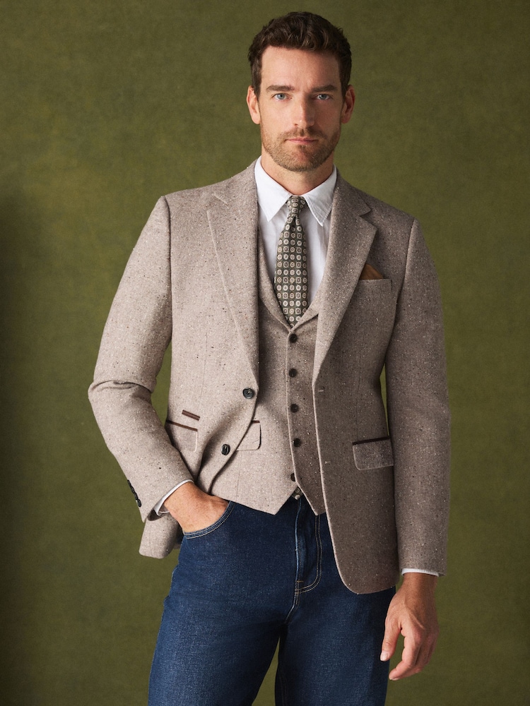 Neutral - Wool Blend Donegal Textured Blazer - Bild 1 von 11 Neutral - Wool Blend Donegal Textured Blazer - Bild 1 von 11