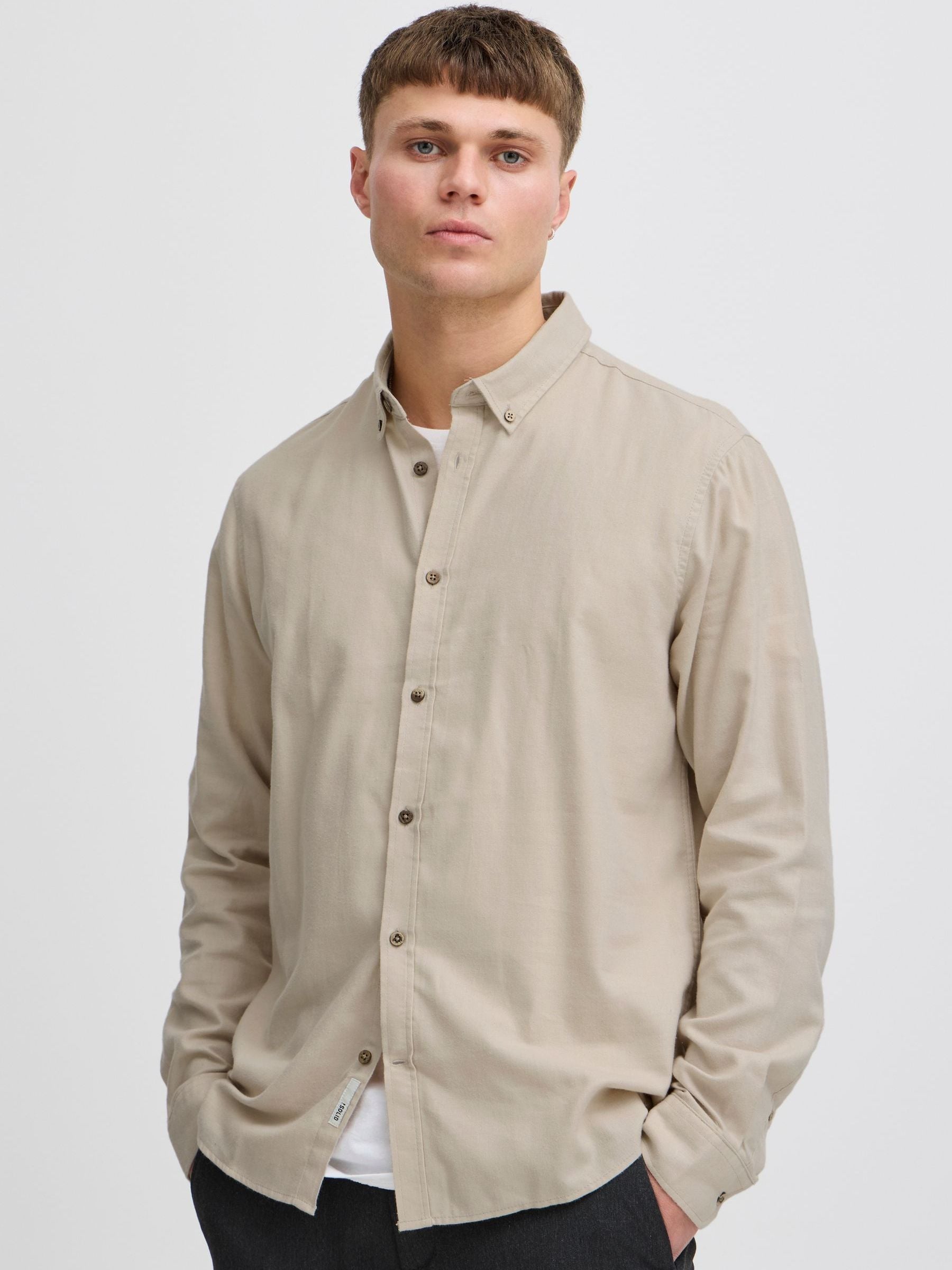 Solid Men's Cream !Solid!Solid Sdpete Regular Fit Shirt