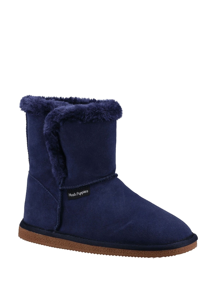 Hush Puppies Blue Ashleigh Slipper Booties - Image 2 of 4 Hush Puppies Blue Ashleigh Slipper Booties - Image 2 of 4