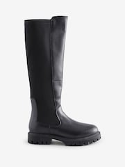 Moda in Pelle Black Palapy Knee High Long Boots - Image 1 of 5