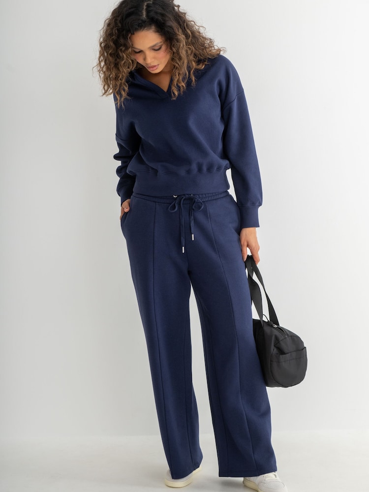 Pour Moi Blue The Softest Off Duty Wide Leg Joggers - Image 2 of 4 Pour Moi Blue The Softest Off Duty Wide Leg Joggers - Image 2 of 4