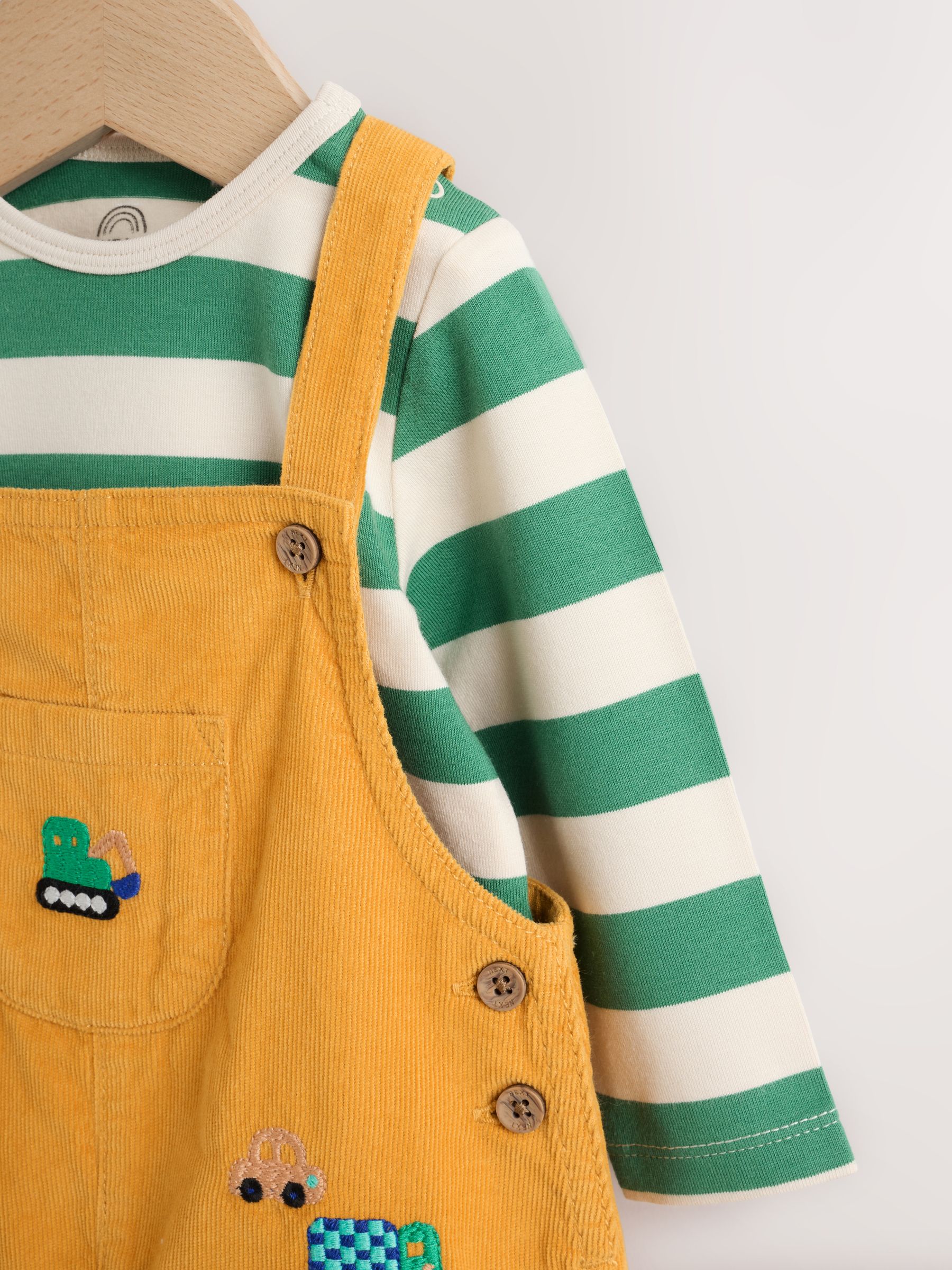 Sweating Button Choice Buy Yellow Transport Cord Dungarees and Bodysuit Baby Set (0mths-3yrs ...