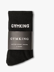 Gym King Black Linear Crew Socks 2 Pack - Image 3 of 4