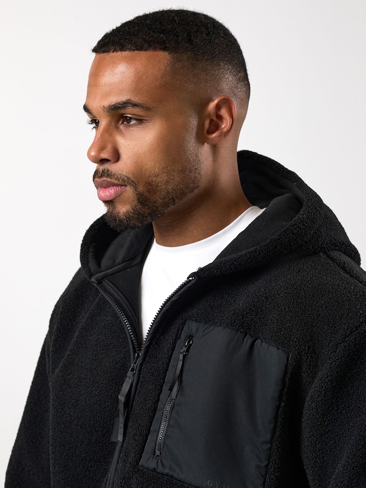 Gym King Black Terrace Full Zip Borg Jacket - Image 4 of 4 Gym King Black Terrace Full Zip Borg Jacket - Image 4 of 4