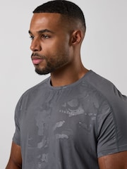 Gym King Grey Debossed Camo T-Shirt - Image 3 of 5