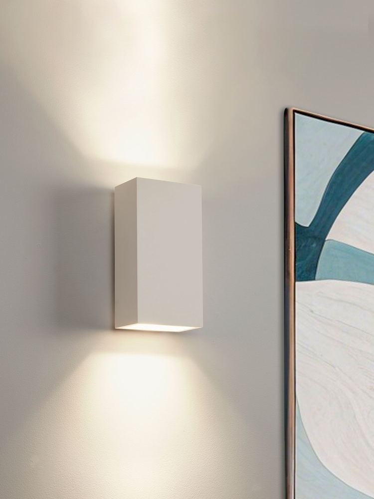 Searchlight White Corde Square Plaster Wall Light - Image 1 of 4 Searchlight White Corde Square Plaster Wall Light - Image 1 of 4