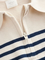 Blue/Cream Stripe Baby Collared Knitted Top and Trousers Set (0mths-2yrs) - Image 9 of 10