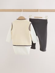 Charcoal Grey/Cream Baby Knit Vest, Bodysuit and Trousers Set (0mths-3yrs) - Image 2 of 11
