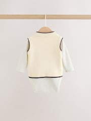 Charcoal Grey/Cream Baby Knit Vest, Bodysuit and Trousers Set (0mths-3yrs) - Image 4 of 11