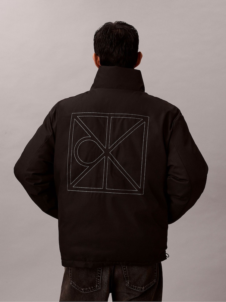 Calvin Klein Brown Allover Emblem Logo Reversible Puffer Jacket - Image 2 of 7