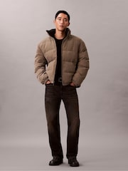 Calvin Klein Brown Allover Emblem Logo Reversible Puffer Jacket - Image 3 of 7