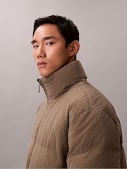 Calvin Klein Brown Allover Emblem Logo Reversible Puffer Jacket - Image 4 of 7