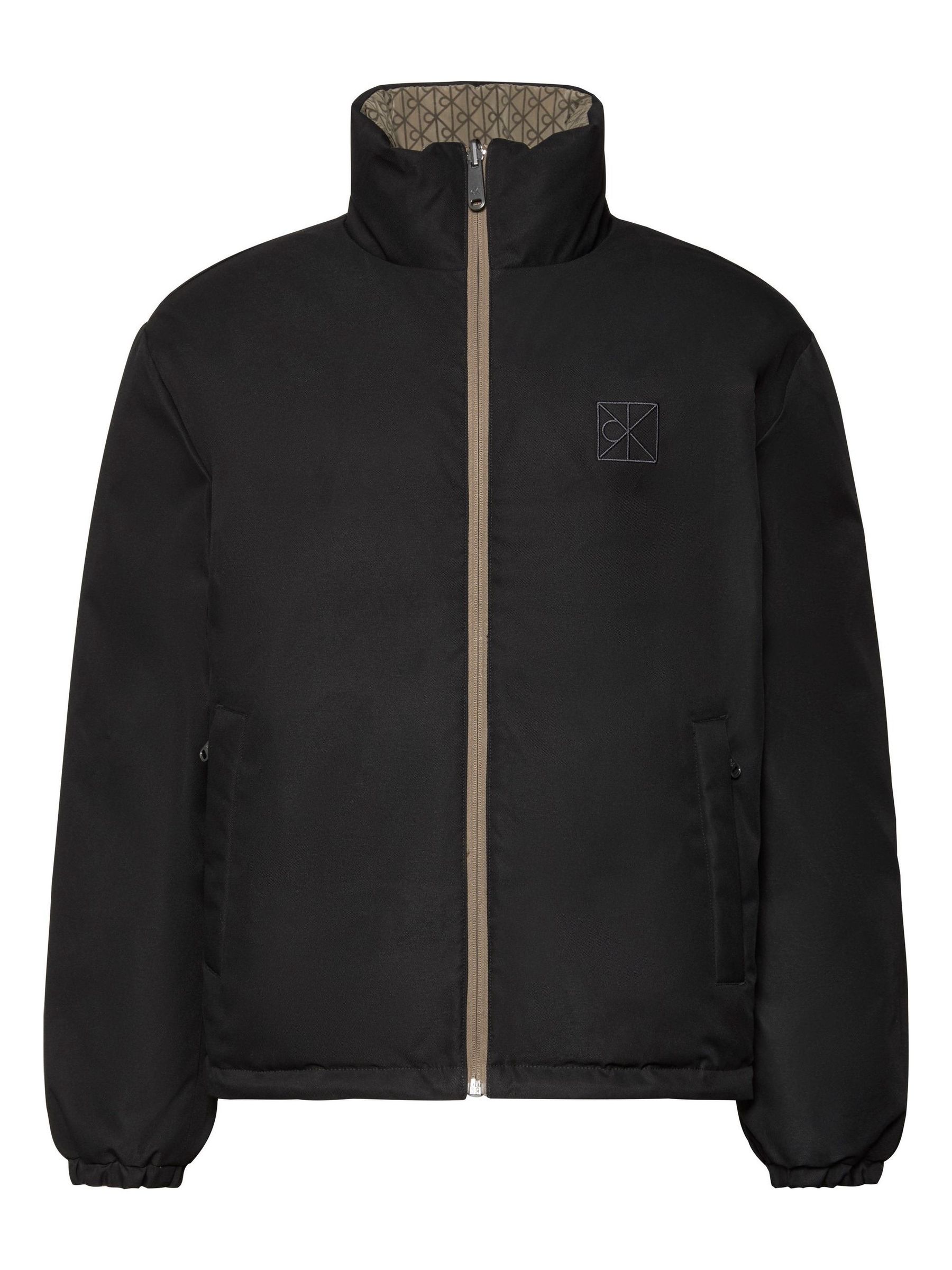 Buy Calvin Klein Brown Allover Emblem Logo Reversible Puffer