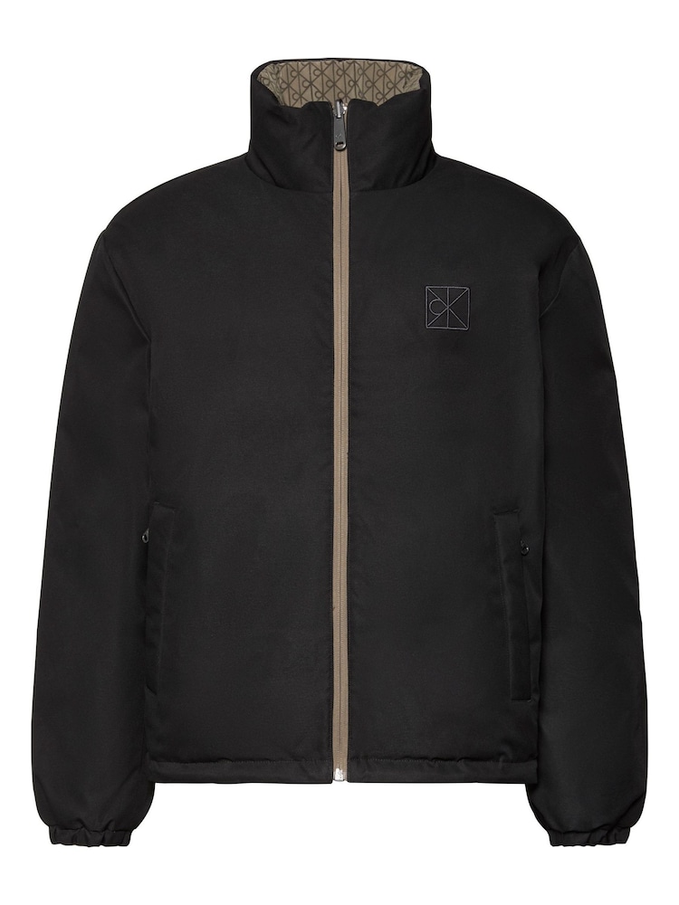 Calvin Klein Brown Allover Emblem Logo Reversible Puffer Jacket - Image 7 of 7