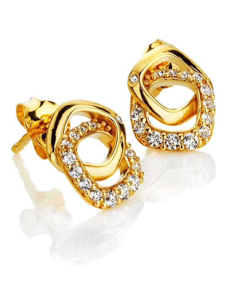 Hot Diamonds Gold Tone HD X GE Connected Earrings - Image 1 of 3 Hot Diamonds Gold Tone HD X GE Connected Earrings - Image 1 of 3
